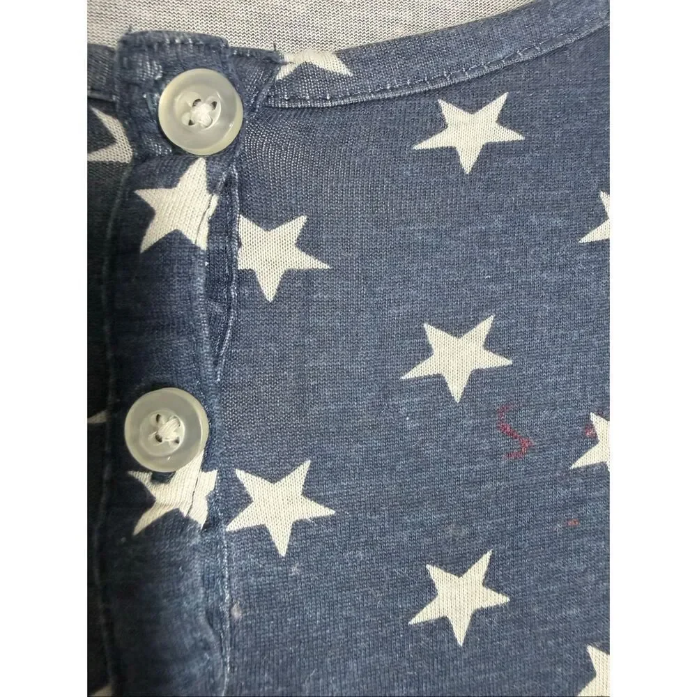 Blue Motion Star Print Romper Lounge Pajama One Piece Sz 44/46 EU/ XL US Notes